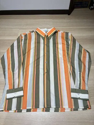 70s 스트라이프 셔츠 오렌지 카키