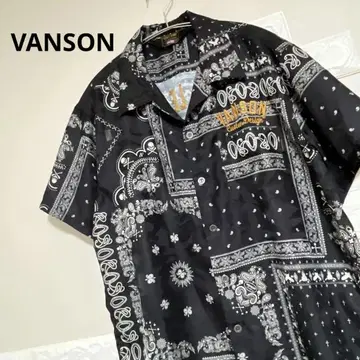 VANSON 카모플라쥬 자카드 페이즐리 레이온 반팔 셔츠 남성용 L