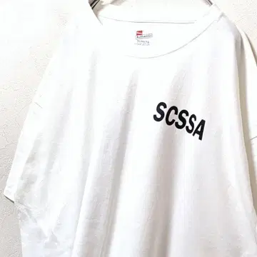 헤인즈 SCSSA 로고 티셔츠 화이트 화이트 XL 구제 의류