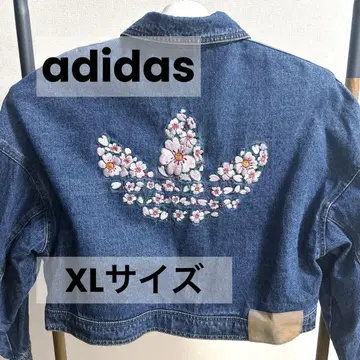 아디다스 데님 자켓 꽃무늬 자수 XL