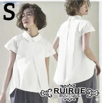 RUIRUE BOUTIQUE 셔츠 칼라 턱 블라우스 긴팔 흰색 화이트