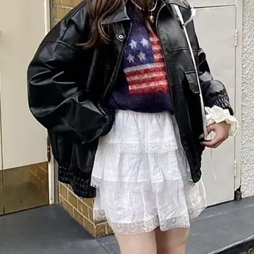 블랙 가죽 자켓 오버 사이즈