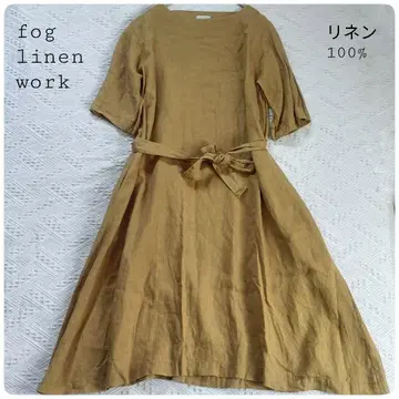 fog linen work 린넨 100% 원피스 7부 소매 린넨 내추럴