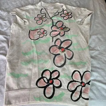 TSUMORI CHISATO 꽃무늬 반팔 원피스 무릎 기장
