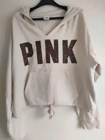 PINK 레오파드 무늬 크롭 후드티 XL 빅토리아시크릿