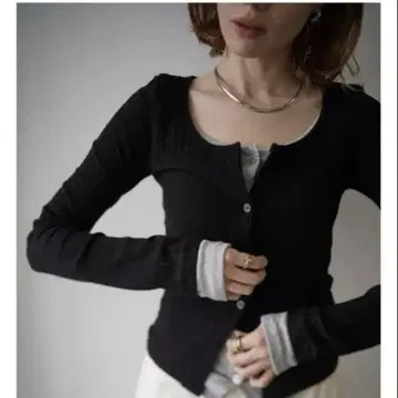 웰리노아 레이어드 리브 카디건