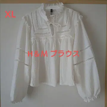 H&M 화이트 레이스 디테일 블라우스 XS/S/M/XL