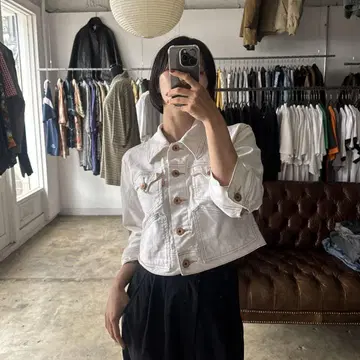 리바이스 화이트 데님 재킷 쇼트