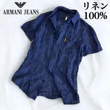 새상품급 아르마니 청바지 반팔 주름 가공 셔츠 린넨 100%