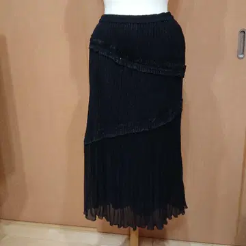 이타리야 롱 플리츠 스커트 사이즈 11호 블랙