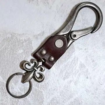 카라비너 브라운 키링 키 후크 키링 부품 가죽 빈티지