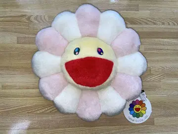 카이카이키키 플라워 쿠션 30cm 화이트 핑크 무라카미 다카시
