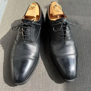 스카치 그레인 블랙 가죽 드레스 신발 스트레이트 팁 25.5cm