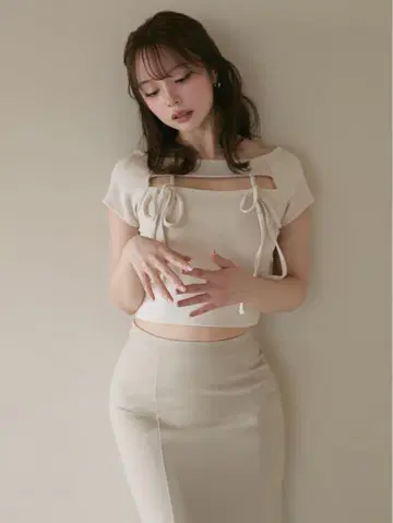 andmary 앤드 마리 Bebe ribbon tops 베이지