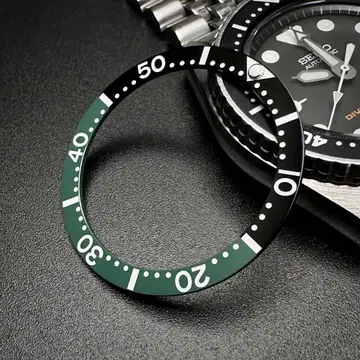 7S26-0030 SKX013 SKX015 플랫 이너 베젤 그린 블랙
