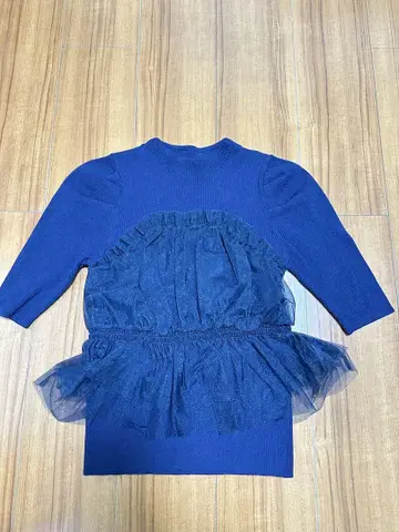 mila owen 5부 소매 튤 콤비 베어 니트 시착만 한 상품