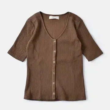 R JUBILEE 새상품 코튼 리브 가디건 5부 소매 상의