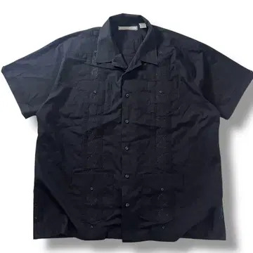 90년대 쿠바 셔츠 MONTE CARLO 블랙 자수 구제 의류 2XL