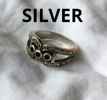 빈티지 마카사이트 오닉스 실버 반지 SILVER