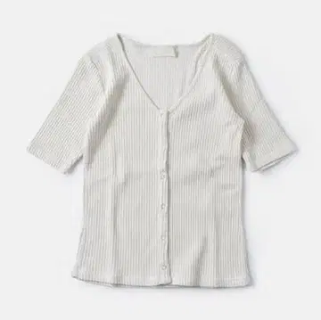 R JUBILEE 새상품 코튼 리브 가디건 5부 소매 상의