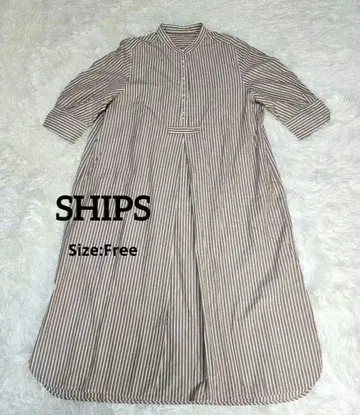 새상품급 SHIPS 쉽스 롱 원피스 스트라이프 프리 사이즈 여름