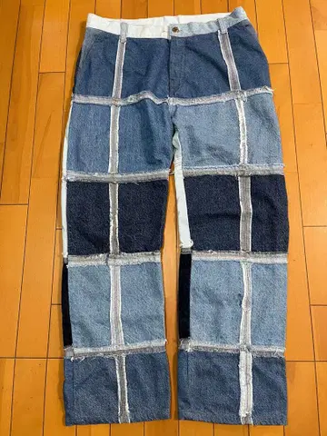 데님 패치워크 팬츠 구제 의류
