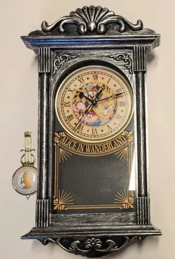 DISNEY 원더랜드 앨리스 진자 시계 메탈릭 컬러 앤티크풍