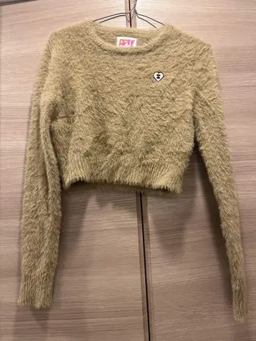AAPE 베이지 크롭 스웨터 S