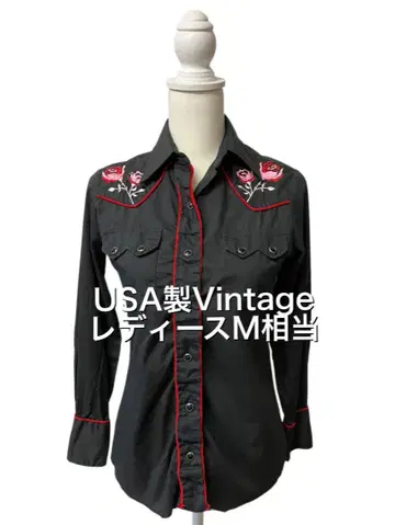 USA제 빈티지 여성용 웨스턴 셔츠 블랙 xpv
