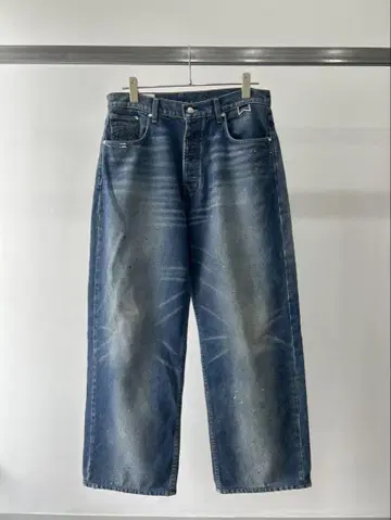 RHUDE 워시 페인트 데님 팬츠