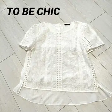 TO BE CHIC 화이트 반팔 블라우스 전체 레이스 40 사이즈