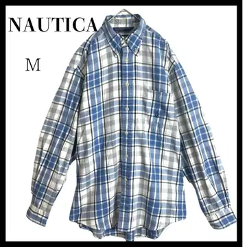 90s 미국제 nautica 노티카 히 블루 체크 플란넬 셔츠 M