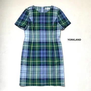 YORKLAND 체크 원피스 반팔 그린