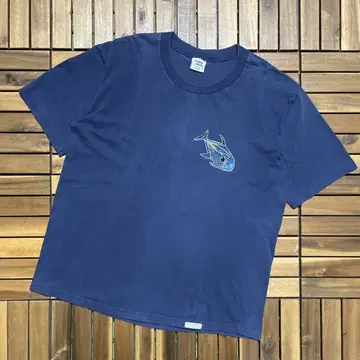 90s USA제 crazy shirt 크루넥 반팔 티셔츠 낚시 물고기