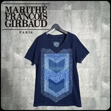 MARITHE FRANCOIS GIRBAUD 인디고 염색 데미지 티셔츠
