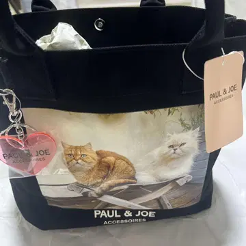 PAUL & JOE 고양이 프린트 토트백 블랙