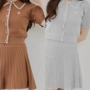 2벌 세트 참가 유니폼 셋업 택 포함 가디건 스커트 골드 버튼