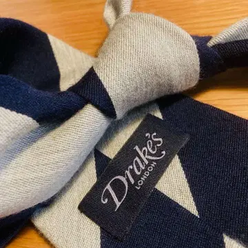 Drake's 드레이크스 넥타이 레지멘탈 네이비 깃 끝 폭 8cm