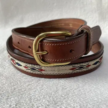TORY LEATHER 네이티브 무늬 가죽 벨트 브라이들 가죽 32