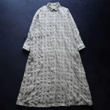 nest Robe 융모 체크 셔츠 원피스 롱 코튼 울