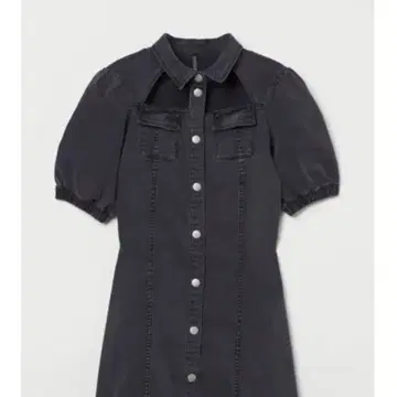 H&M 컷 아웃 데님 원피스 블랙