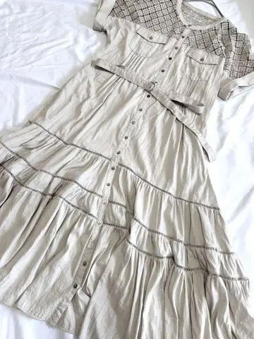 KOH.style 레이스 롱 원피스 맥시 벨트 셔츠