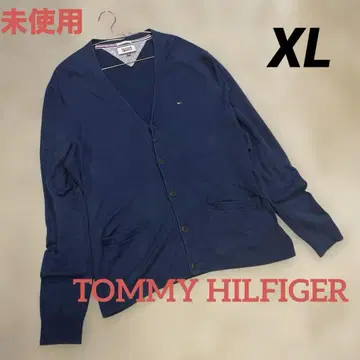 미사용 힐피거 데 자수 로고 면 가디건 겉옷 XL