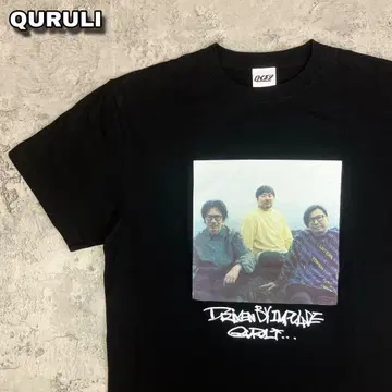 쿠루리 감각은 이정표 티셔츠 밴딩 티셔츠 구제 의류 포토 프린트 블랙 L