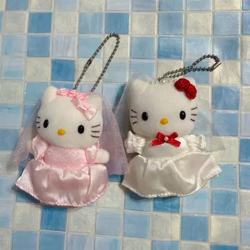 헬로키티 마스코트 봉제 인형 웨딩 드레스 핑크 화이트