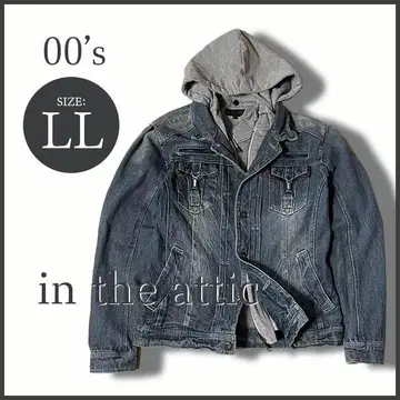 00's in the attic 기믹 데님 자켓 LL 후드 부착