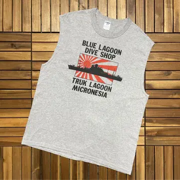 BLUE LAGOON DIVE SHOP 슬리브리스 탑 빅 프린트