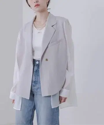 Eimee Law 프론트 레이어드 시어 테일러드 자켓