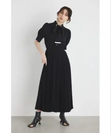 rienda 리엔다 비둘기 보타이 셔츠 원피스 원피스 플리츠