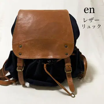 eN 가죽 절개 데이팩 백팩 여성용 코듀라 나일론 네이비